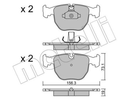 Колодки гальмівні (передні) BMW 5 (E39) 96-04/7 (E38) 94-01/X3 (E83) 06-11/X5 (E53) 00-06 Metelli 22-0559-0 (фото 1)