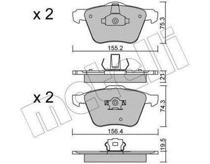 Колодки тормозные (передние) Volvo XC90 02-14 Metelli 22-0599-0