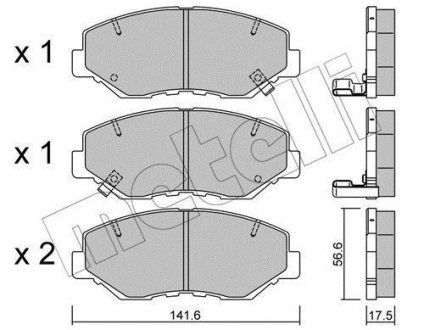 Колодки гальмівні (передні) Honda Accord VII 03-08/CR-V II 01-07/CR-V IV 13-/Civic IX/X 14- Metelli 22-0606-0