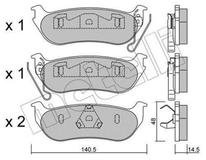 Колодки тормозные (задние) Jeep Cherokee 01-08/Wrangler II 96-07 Metelli 22-0627-0