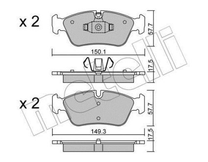 Колодки гальмівні (передні) BMW 1 (E87)/3 (E90) 04-11 Metelli 22-0640-0