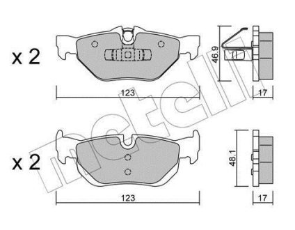 Колодки тормозные (задние) BMW 1 (E81-82/E87-88)/3 (E90-93) 04-13/X1 (E84) 09-15 Metelli 22-0642-0