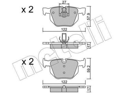 Колодки гальмівні (задні) BMW 5 (E60/E61) 02-10/6 (E63/E64) 04-10 Metelli 22-0644-0