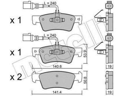 Колодки тормозные (задние) VW Touareg 2.5 TDI 02-10 Metelli 22-0661-0