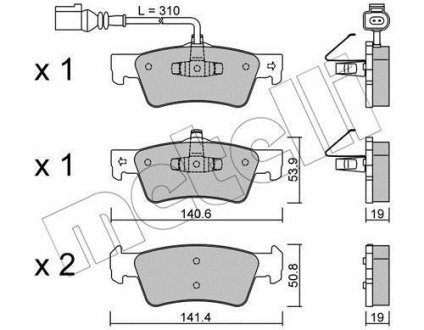 Колодки тормозные (задние) VW T5/Multivan V 03-15 (+датчик) Metelli 22-0661-1