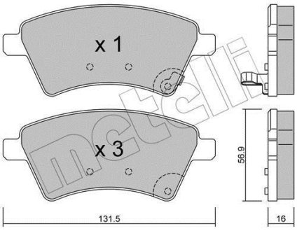 Колодки гальмівні Fiat Sedici 06-14/Suzuki SX4 06- Metelli 22-0702-0 (фото 1)