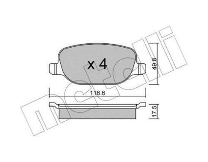 Колодки тормозные (задние) Alfa Romeo 159/Brera/Spider/Lancia Thesis 02-12 Metelli 22-0704-0 (фото 1)