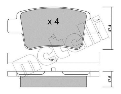 Колодки гальмівні (задні) Fiat Grande Punto 05-/Opel Corsa D 06-14 Metelli 22-0705-0 (фото 1)