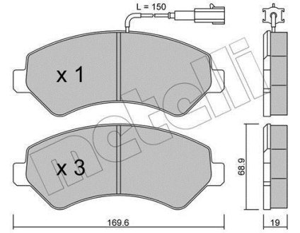 Колодки гальмівні (передні) Citroen Jumper/Fiat Ducato/Peugeot Boxer 06-R16 (+датчик) Metelli 22-0709-0