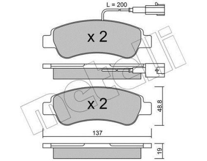 Колодки гальмівні (задні) Citroen Jumper/Fiat Ducato/Peugeot Boxer 06- (+датчики) Metelli 22-0710-1