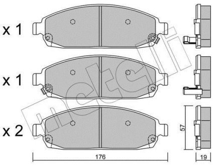 Колодки тормозные (передние) Jeep Grand Cherokee III/IV 04-/Commander 05-10 Metelli 22-0719-0