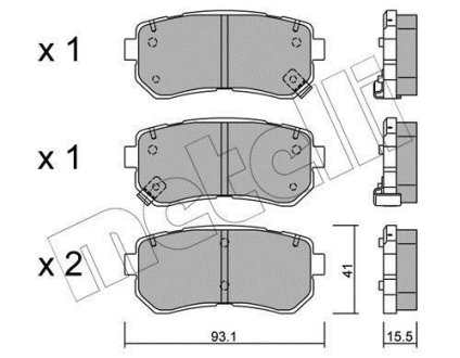 Колодки тормозные (задние) Hyundai Accent/i30 05-12/Kia Cee'd/Rio/Sportage 04- Metelli 22-0725-0