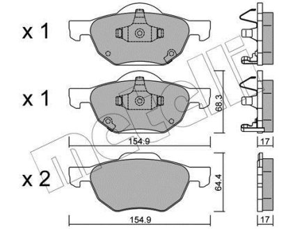 Колодки тормозные (передние) Honda Accord VII 03-08 Metelli 22-0730-0