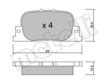 Колодки гальмівні (задні) Toyota Camry/Corolla/Prius 91-17 Metelli 22-0752-0