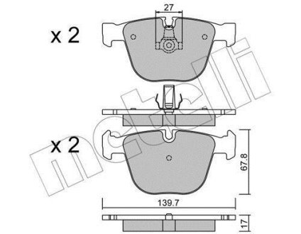 Колодки гальмівні (задні) BMW X5 (E70/F15)/X6 (E71/F16) 06- Metelli 22-0773-9 (фото 1)