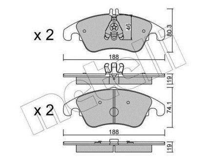 Колодки тормозные (передние) MB C-class (W204/C205) 07-/E-class (W212/C207) 09-16/SLK (R172)/CLS 11- Metelli 22-0775-2