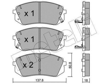 Колодки тормозные (передние) Hyundai i30/Kona/Kia Pro Ceed/Soul 14- Metelli 22-0783-1