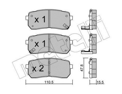 Колодки тормозные (задние) Hyundai H-1/ix55 07-/Kia Carnival 06-/Sorento III 15- Metelli 22-0786-0