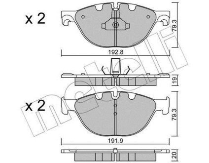 Колодки тормозные (передние) BMW 5 (F07/F10/F11) 09-17/6 (F06/F13) 11-18/7 (F01/F02/F03/F04) 08-15 Metelli 22-0830-0