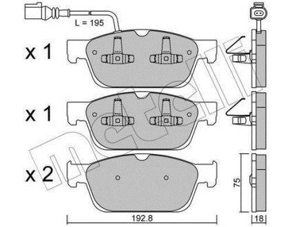 Колодки тормозные (передние) VW T5 03-15/T6 15- (Ate - Teves)/(с датчиком) Metelli 22-0831-0