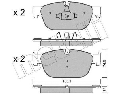 Колодки тормозные (передние) Citroen C5/C6/Peugeot 308/508 09- Metelli 22-0854-0