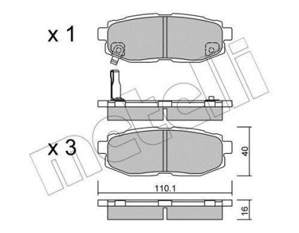 Колодки гальмівні (задні) Subaru Forester 13-/Tribeca 05- Metelli 22-0875-0 (фото 1)