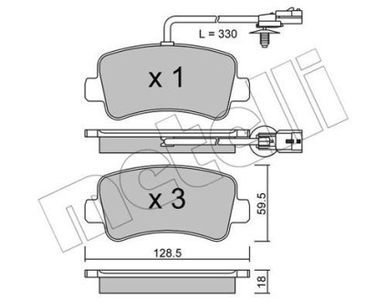 Колодки гальмівні (задні) Renault Master III/Opel Movano B/Nissan NV400 10-(+датчик)(однокатковий) Metelli 22-0899-0