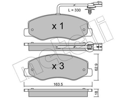 Колодки тормозные (задние) Renault Master III/Opel Movano/Nissan NV400 10- (+датчик)/(спарка) Metelli 22-0900-0