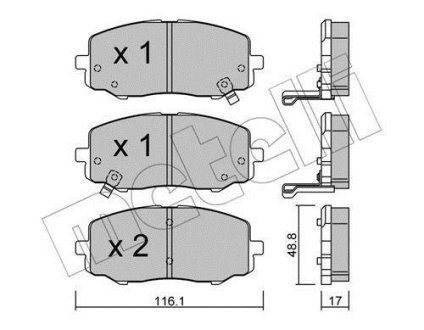 Колодки тормозные (передние) Hyundai i20 08-15 Metelli 22-0912-0