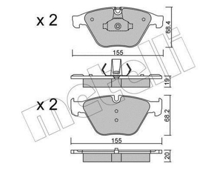 Колодки гальмівні (передні) BMW 5 (F10/F11/F18) 09-17/7 (F01/F02/F03/F04) 08-12 Metelli 22-0918-0