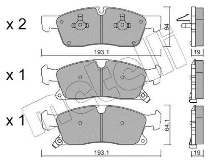 Колодки гальмівні (передні) Jeep Grand Cherokee IV 3.0-6.4 10- Metelli 22-0927-0