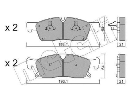 Колодки тормозные (передние) MB M/GLE/GL/GLS-class (W166/X166) 11-19/Jeep Grand Cherokee 10- Metelli 22-0927-4