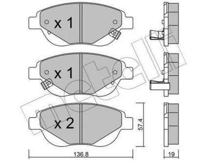 Колодки тормозные (передние) Fiat 500L 12- Metelli 22-0948-1