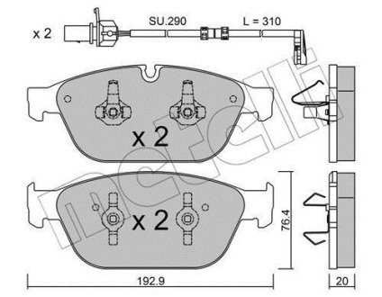 Колодки тормозные (передние) Audi A8/Q5 10- (с датчиком) Metelli 22-0954-0K