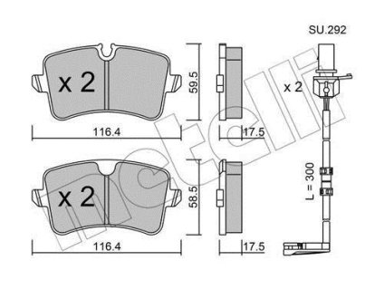 Колодки тормозные (задние) Audi A8 09- (с датчиками) Metelli 22-0955-1K