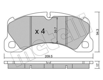 Колодки тормозные (передние) Porsche Cayenne/Panamera/Macan/VW Touareg 09- Metelli 22-0957-3