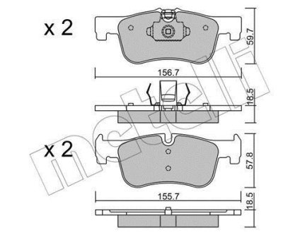 Колодки тормозные (передние) BMW 1 (F20/F21) 11-/2 (F22/F23/F87) 14- B38/B47/N13/N47 Metelli 22-0959-0