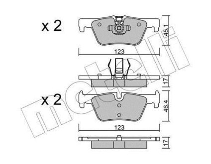 Колодки тормозные (задние) BMW 1 (F20-21)/2 (F22-23/F27/F45)/3 (F30-31/F34/F80)/4 (F32-33/F36) 11- Metelli 22-0962-0