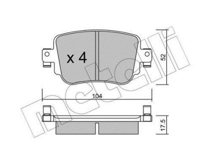 Колодки гальмівні (задні) Audi Q3/Skoda Octavia/Seat Leon/VW Golf/Sharan 12-/Passat B8/Caddy IV 14- Metelli 22-0980-0