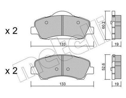 Колодки гальмівні (передні) Citroen C4 Cactus 14-/C-Elysee/Peugeot 301 12-/308 II 13- (з аксесуарами) Metelli 22-0982-0 (фото 1)