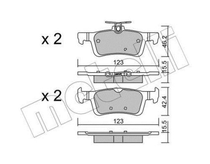 Колодки тормозные (задние) Peugeot 308 14- Metelli 22-0986-0