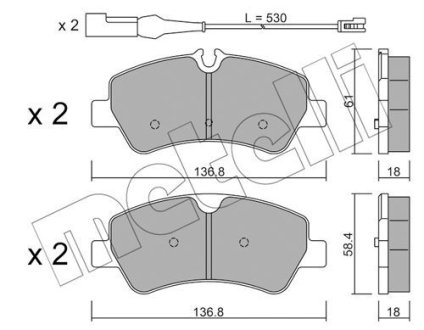 Колодки тормозные (задние) Ford Transit V363 13-/Transit Custom V362 12- Metelli 22-0991-1