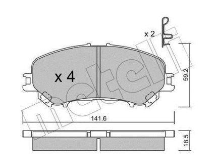 Колодки тормозные (передние) Nissan Qashqai II 13-/X-Trail 19-/Renault Kadjar 15- Metelli 22-1010-0