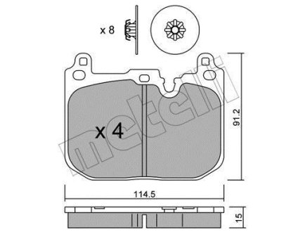 Колодки гальмівні (передні) BMW 1 (F20/F21)/2 (F22/F23/F87)/3 (F30/F31/F34/F80)/4 (F32/F36) 11- Metelli 22-1015-0 (фото 1)