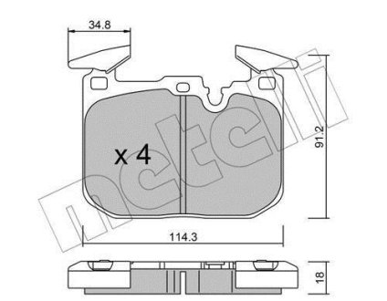 Колодки гальмівні (передні) BMW 3 (F30/F31/F34)/ 4 (F32/F36) 11- Metelli 22-1015-1 (фото 1)