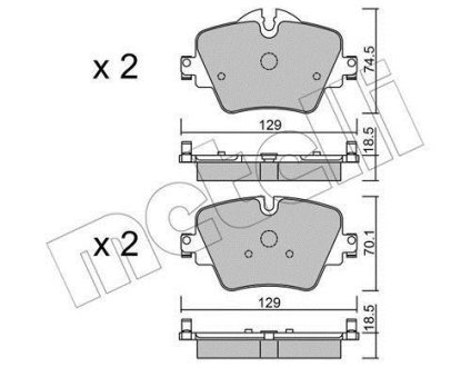 Колодки тормозные (передние) BMW 2 (F45/F46)/5 (G30/F90)/X1(F48)/X2 (E39)/X3 (G01/F97) 13- Metelli 22-1037-0