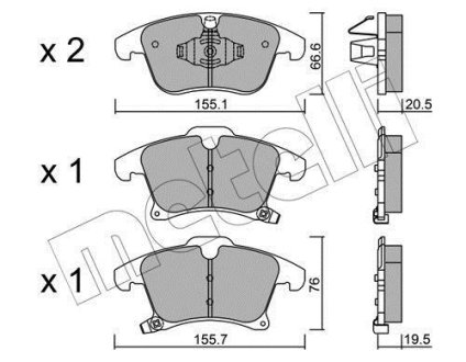 Колодки гальмівні (передні) Ford Galaxy III/S-Max/Mondeo V/Fusion 13-/Ford (USA) Fusion 05- Metelli 22-1039-0