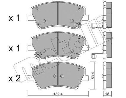 Колодки гальмівні (передні) Hyundai Ioniq 16-/Kia Niro 16- Metelli 22-1092-0