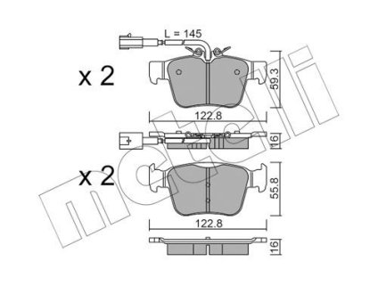 Колодки тормозные (задние) Alfa Romeo Giulia/Stelvio/Maserati Levante Suv 15- (с датчиком) Metelli 22-1101-0