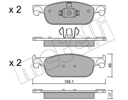 Колодки тормозные (передние) Renault Logan II/Clio IV/Sandero II 11-/Lada Xray 16- Metelli 22-1109-0